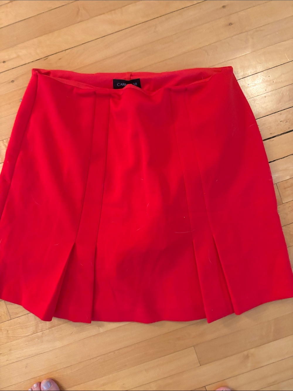 Carbon38 Red Pleated Mini Skirt